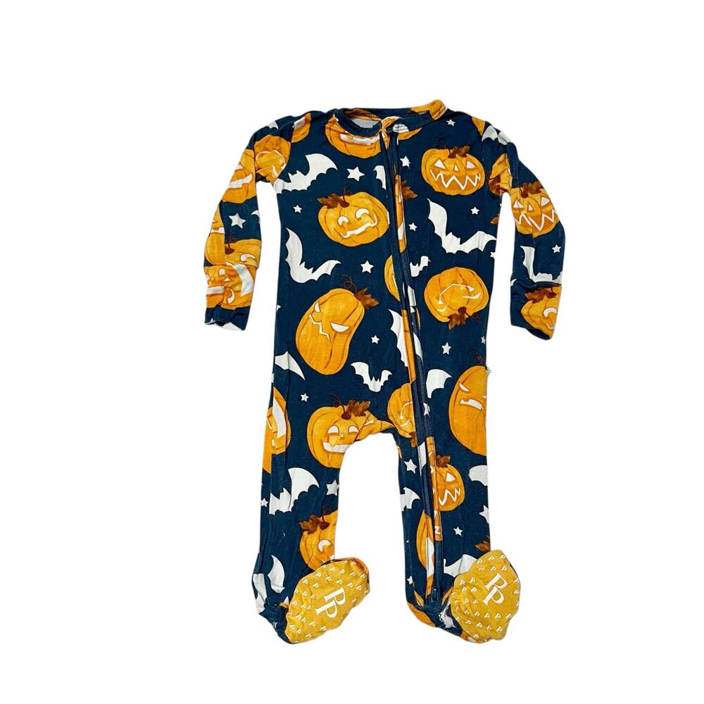 Posh Peanut Spooky Pumpkins Glow in the Dark Footie Sleeper PJs 3-6m